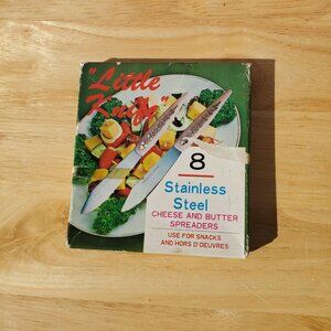 VTG Set Of 8 Stainless Steel Cheese And Butter Spreaders Original Box MCM Japan